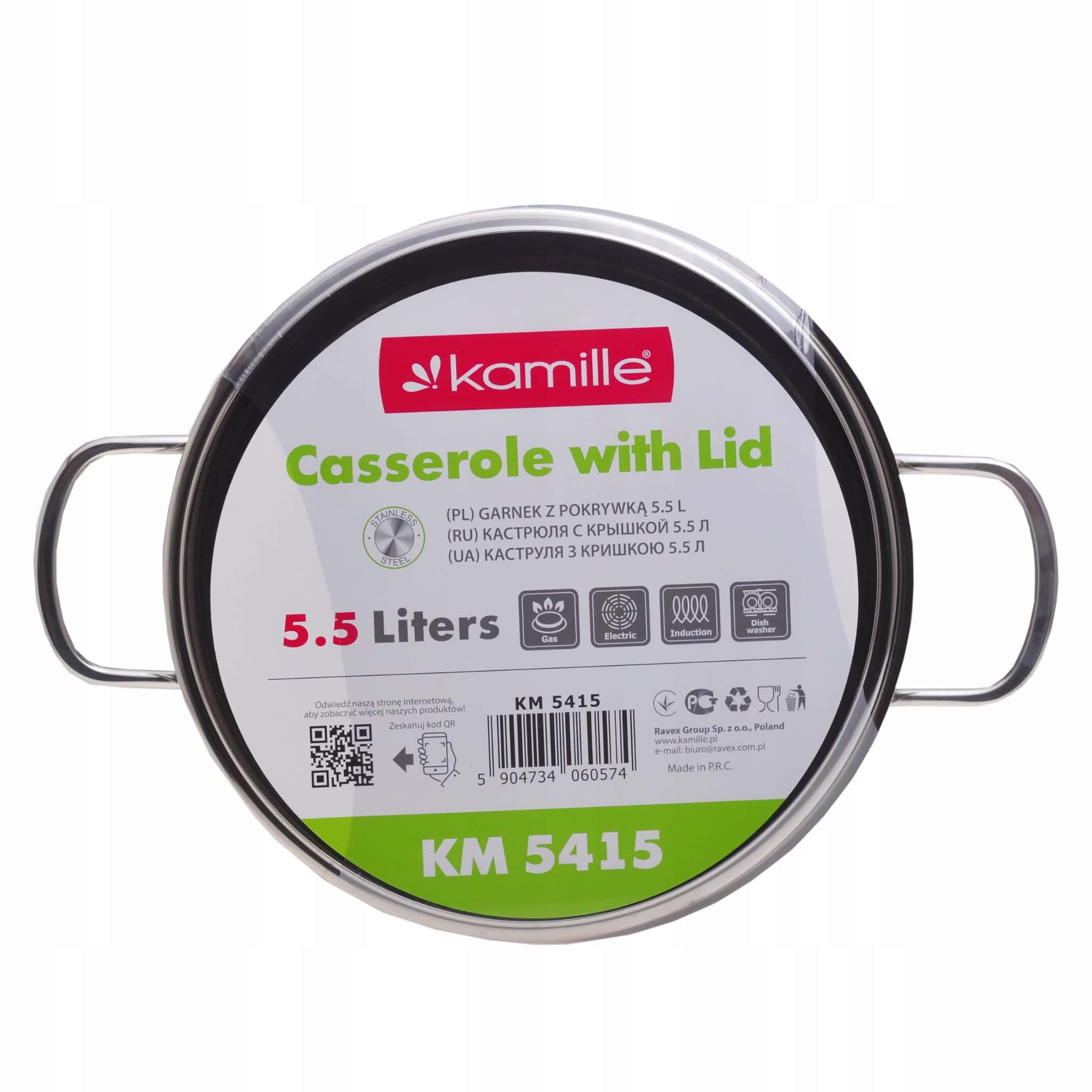 Oala din otel inoxidabil, capac sticla, 5.5 L, 24 x 13.5 cm, inductie - imagine 8