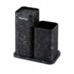 Suport dublu cutite si ustensile, soft-touch, 22 cm, gri