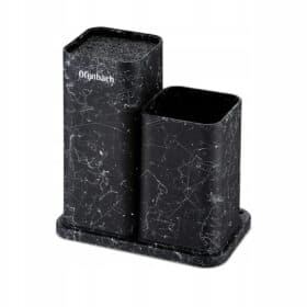 Suport dublu cutite si ustensile, soft-touch, 22 cm, gri