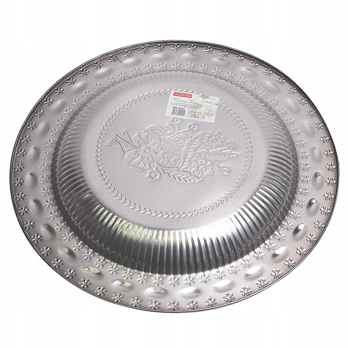 Tava de servire, 30 cm, din otel inoxidabil, cu model - imagine 2