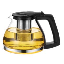 Ceainic cu infuzor, sticla termorezistenta, 900 ml, inox, 12 x 13 cm, argintiu/transparent