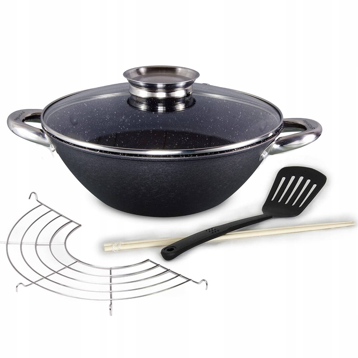 Oala wok, 26 cm, 3 L, acoperire antiaderenta, dozator