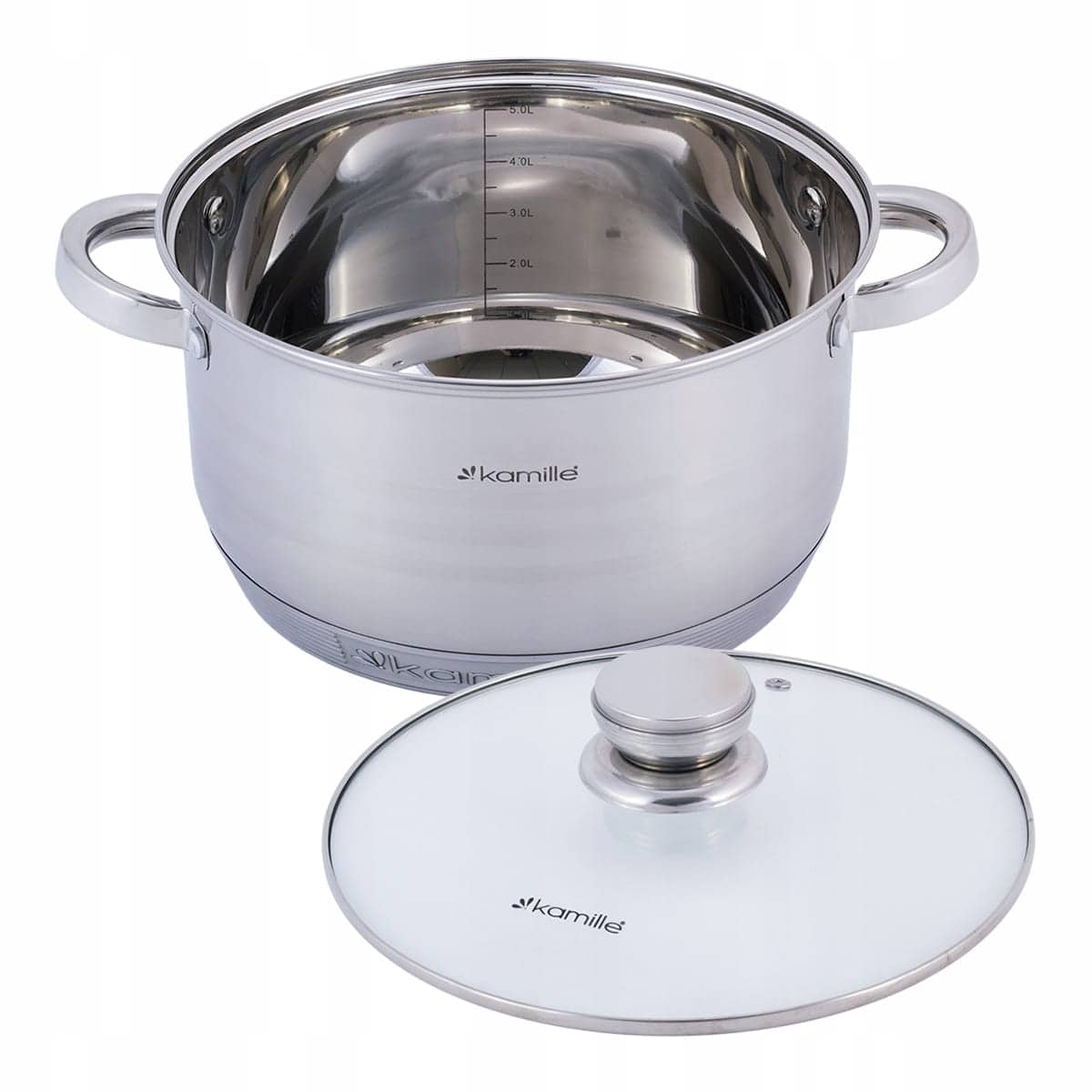 Oala, inox, 5 L, capac sticla, 24 cm - imagine 3