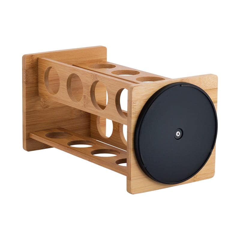 Set suport rotativ condimente + 16 recipiente, Bambus/Sticla - imagine 6