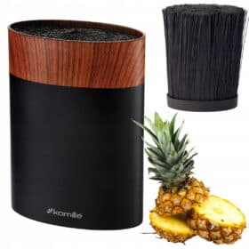 Suport universal pentru cutite si ustensile, oval, interior flexibil, 22 cm, negru