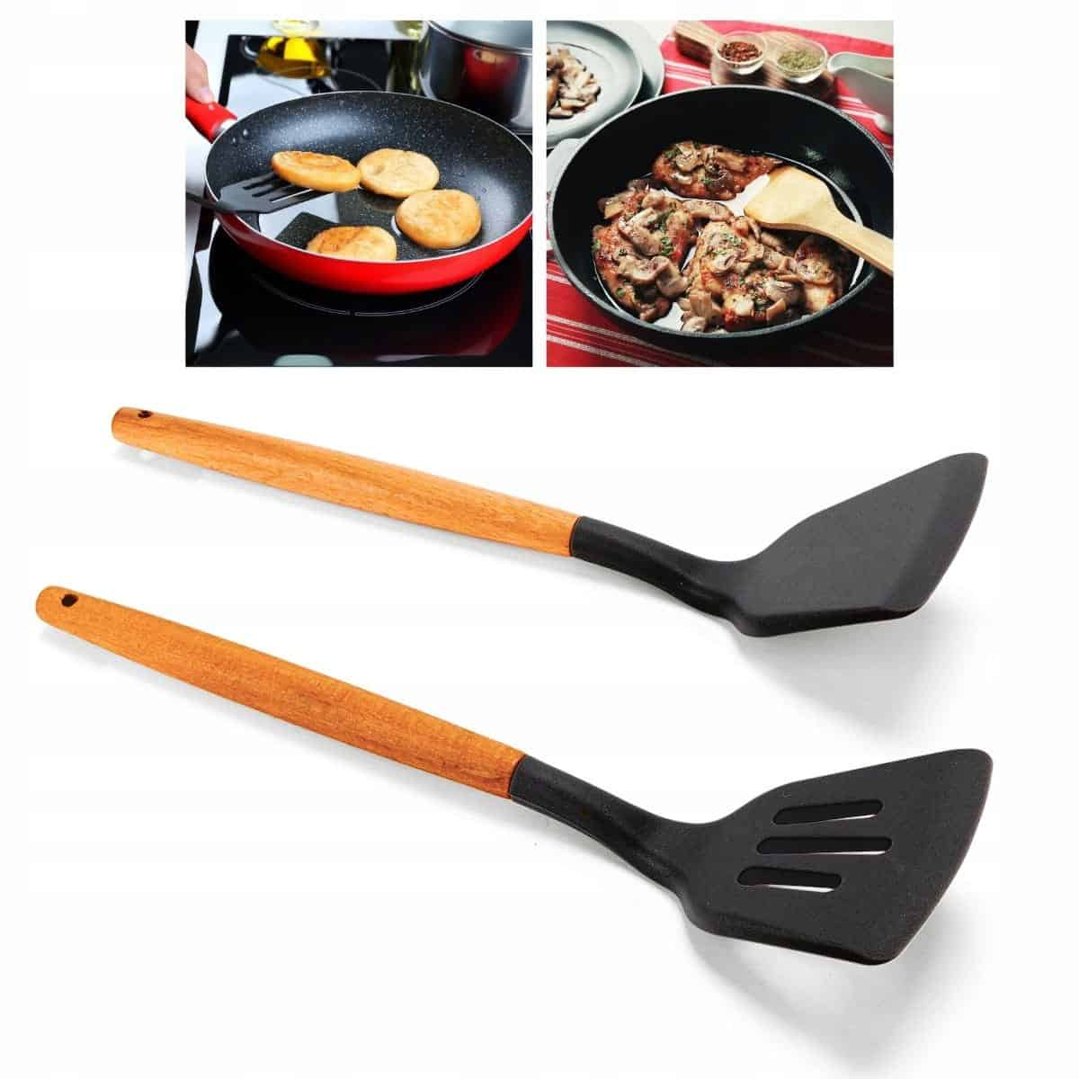 Set ustensile bucatarie 11 piese, silicon, cu suport - imagine 9