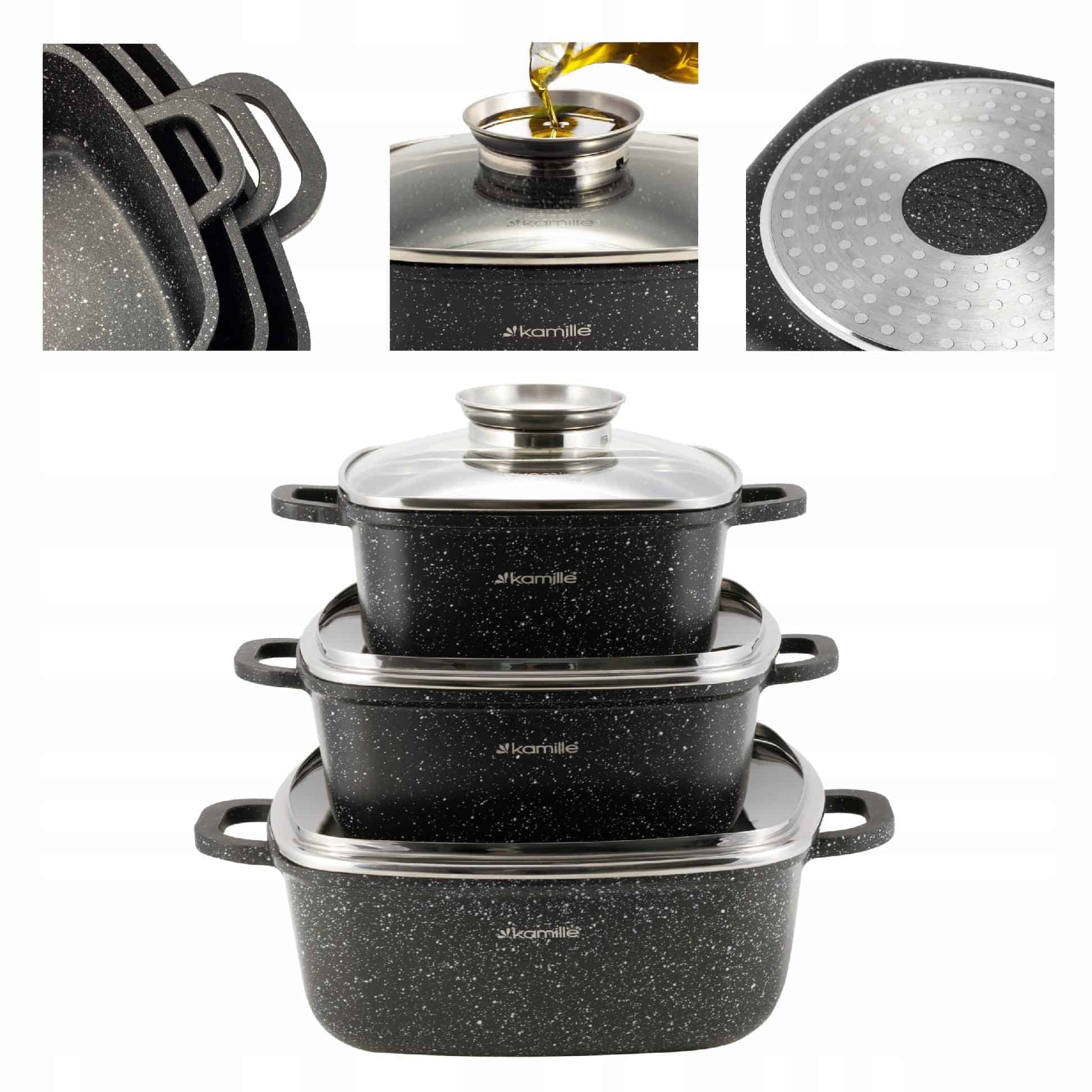 Set 3 oale, acoperire marmura, 2.3L/4.4L/6.5L - imagine 2