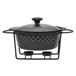 Vas termorezistent, capac, suport incalzitor, ceramica, 1.5 L