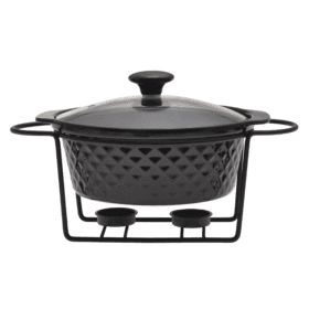 Vas termorezistent, capac, suport incalzitor, ceramica, 1.5 L