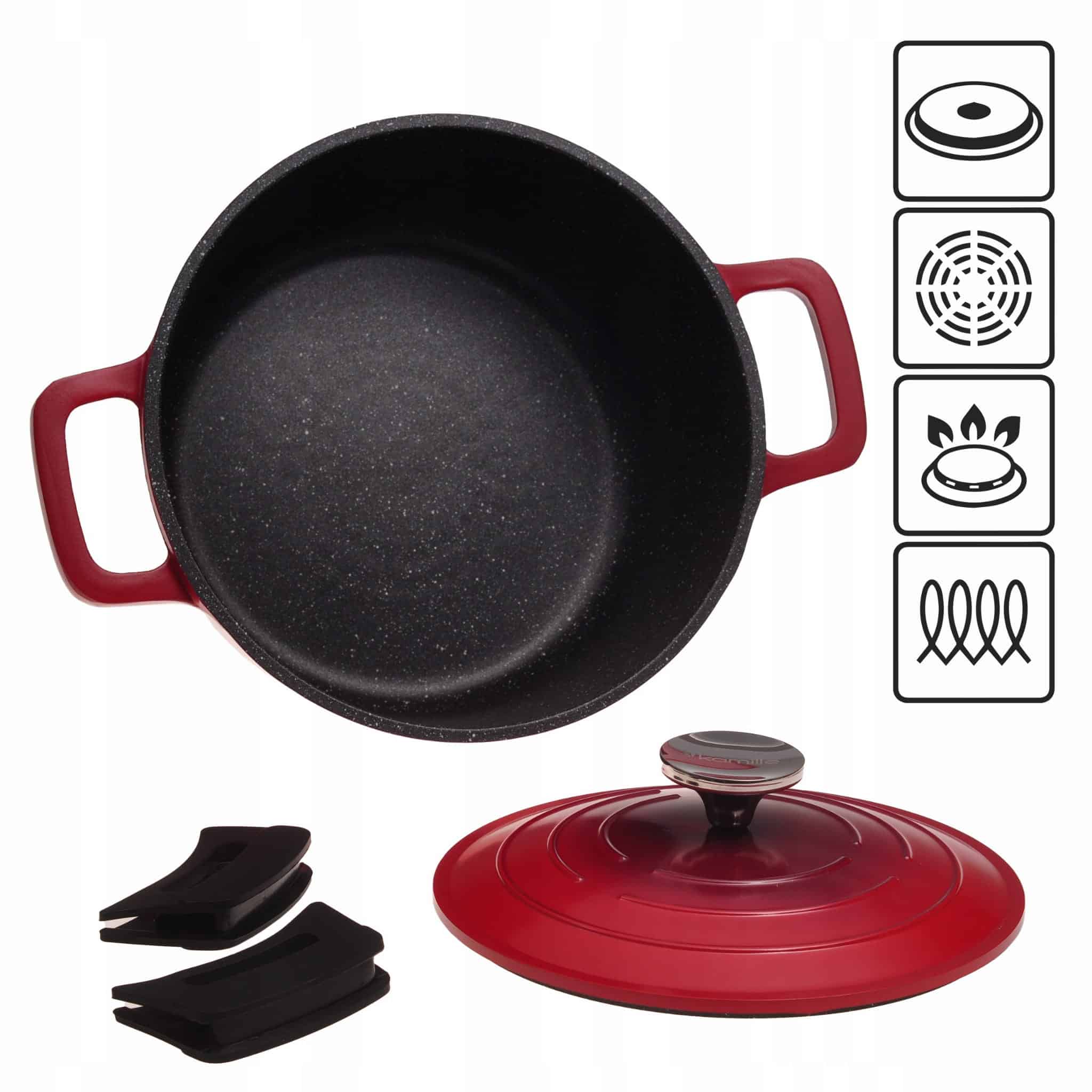 Oala aluminiu marmurata, 2.5 L, 20x9.5cm, antiaderenta, inductie - imagine 3