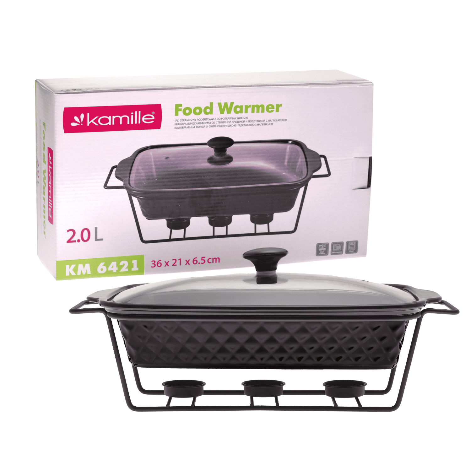 Vas termorezistent, ceramica, incalzitor, 2 L - imagine 7