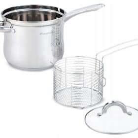 Oala pentru prajit cartofi, inox, 18 cm, 3.5 L, argintiu