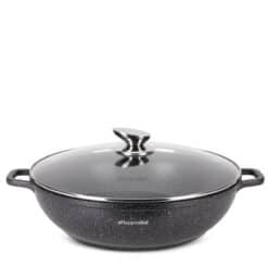 Cratita, invelis marmorat, 5.5 L, cu capac de sticla, aluminiu, inductie