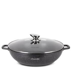 Cratita, invelis marmorat, 5.5 L, cu capac de sticla, aluminiu, inductie