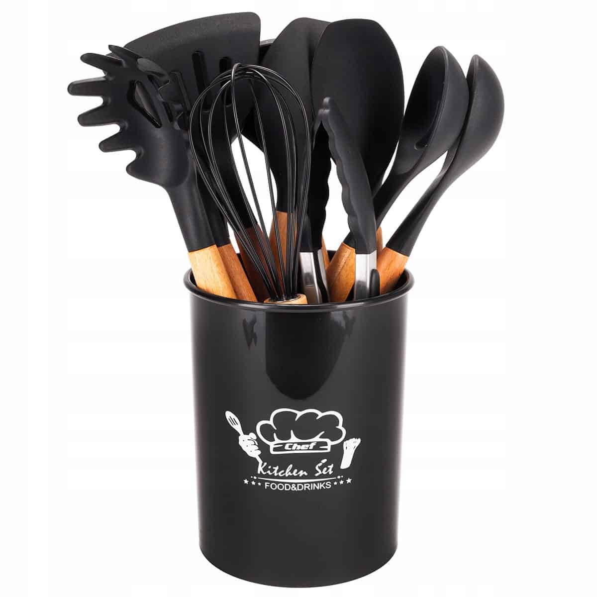 Set ustensile bucatarie 11 piese, silicon, cu suport - imagine 4