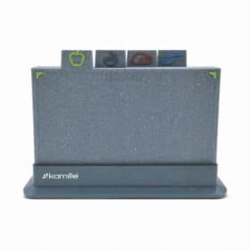 Set 4 tocatoare din plastic cu aspect de marmura, in suport