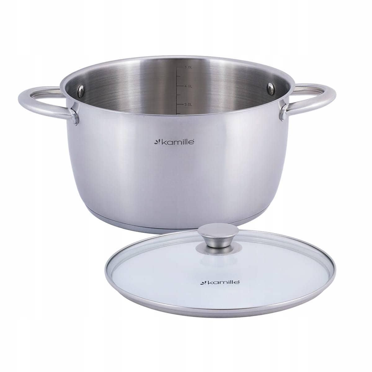 Oala, inox, 5 L, capac sticla, 24 cm - imagine 3