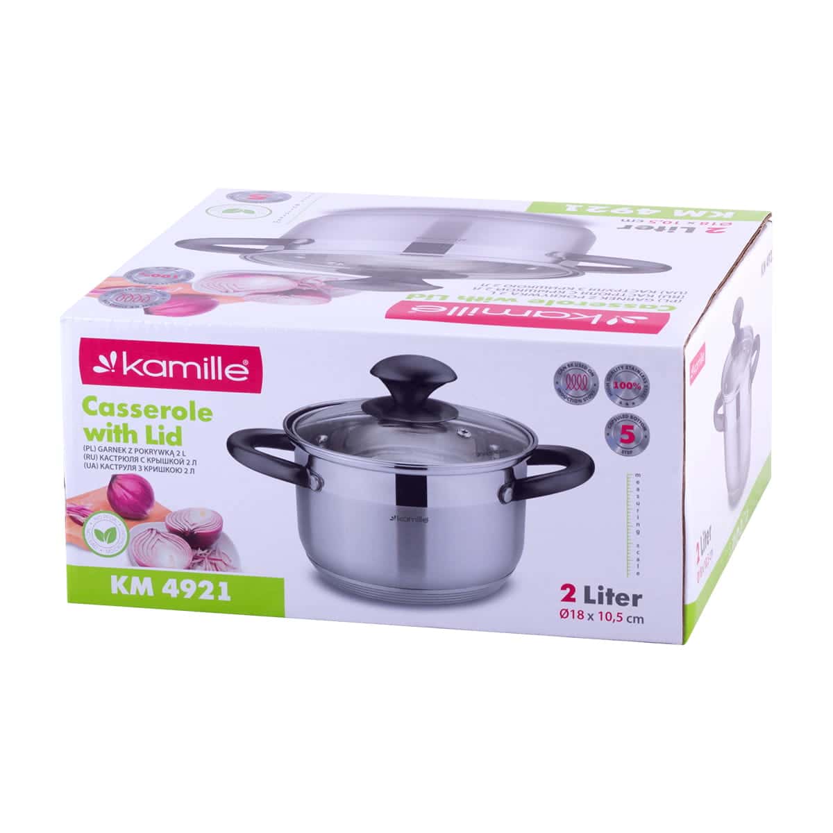 Oala otel inoxidabil 2.0 L, cu capac sticla, 18 cm, inductie - imagine 5