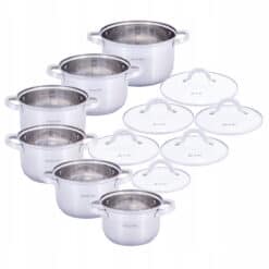 Set 12 elemente oale din inox, 1 L - 6.5 L, inductie