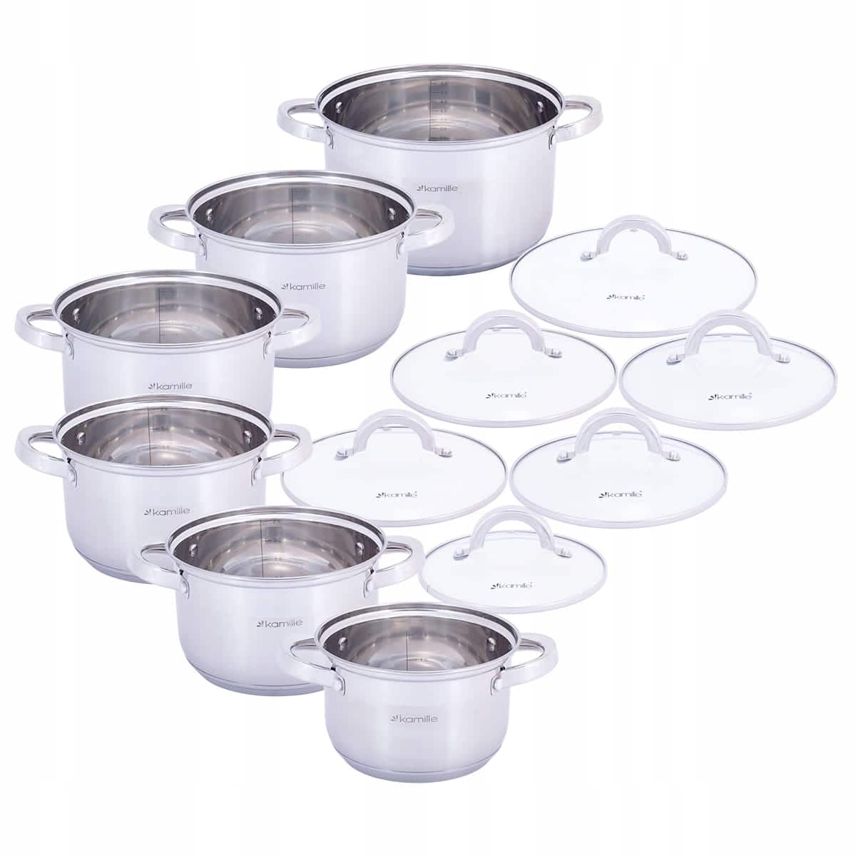 Set 12 elemente oale din inox, 1 L - 6.5 L, inductie