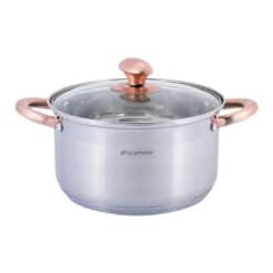 Oala, otel inoxidabil, capac sticla, 4.5 L, 22 cm, inductiva