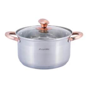 Oala, otel inoxidabil, capac sticla, 4.5 L, 22 cm, inductiva