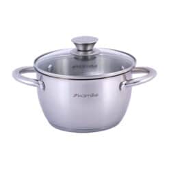 Oala, otel inoxidabil, capac sticla, 1.5 L, 16 cm, inductiva