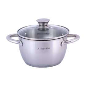 Oala, otel inoxidabil, capac sticla, 1.5 L, 16 cm, inductiva