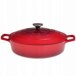 Oala marmurata, aluminiu, 4 L, 28 x 7.5 cm, inductie, rosie