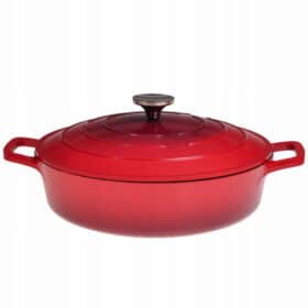 Oala marmurata, aluminiu, 4 L, 28 x 7.5 cm, inductie, rosie