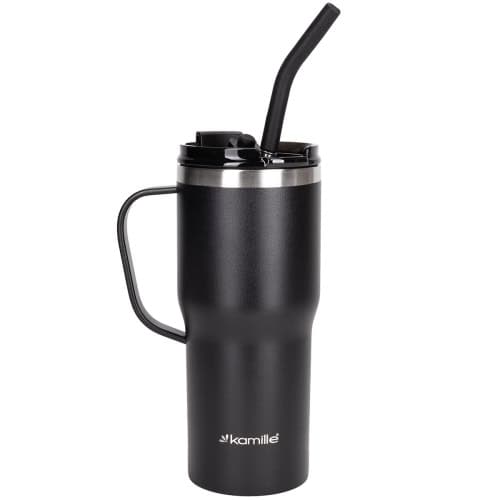 Cana termos 600 ml neagra, cu pai