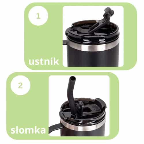 Cana termos 600 ml neagra, cu pai - imagine 6