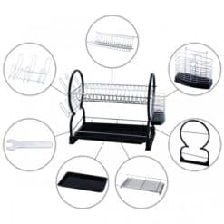 Uscator de vase cu doua niveluri negru