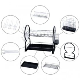 Uscator de vase cu doua niveluri negru