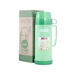 Termos cu insertie de sticla 0,6L, Verde, cu cana