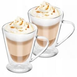 Set 2 cani duble din sticla 250 ml