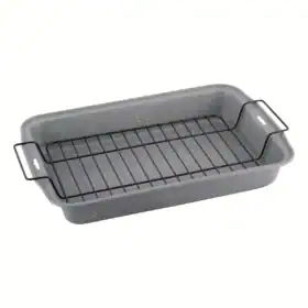 Tava de copt cu gratar 37.5x26 cm marmura