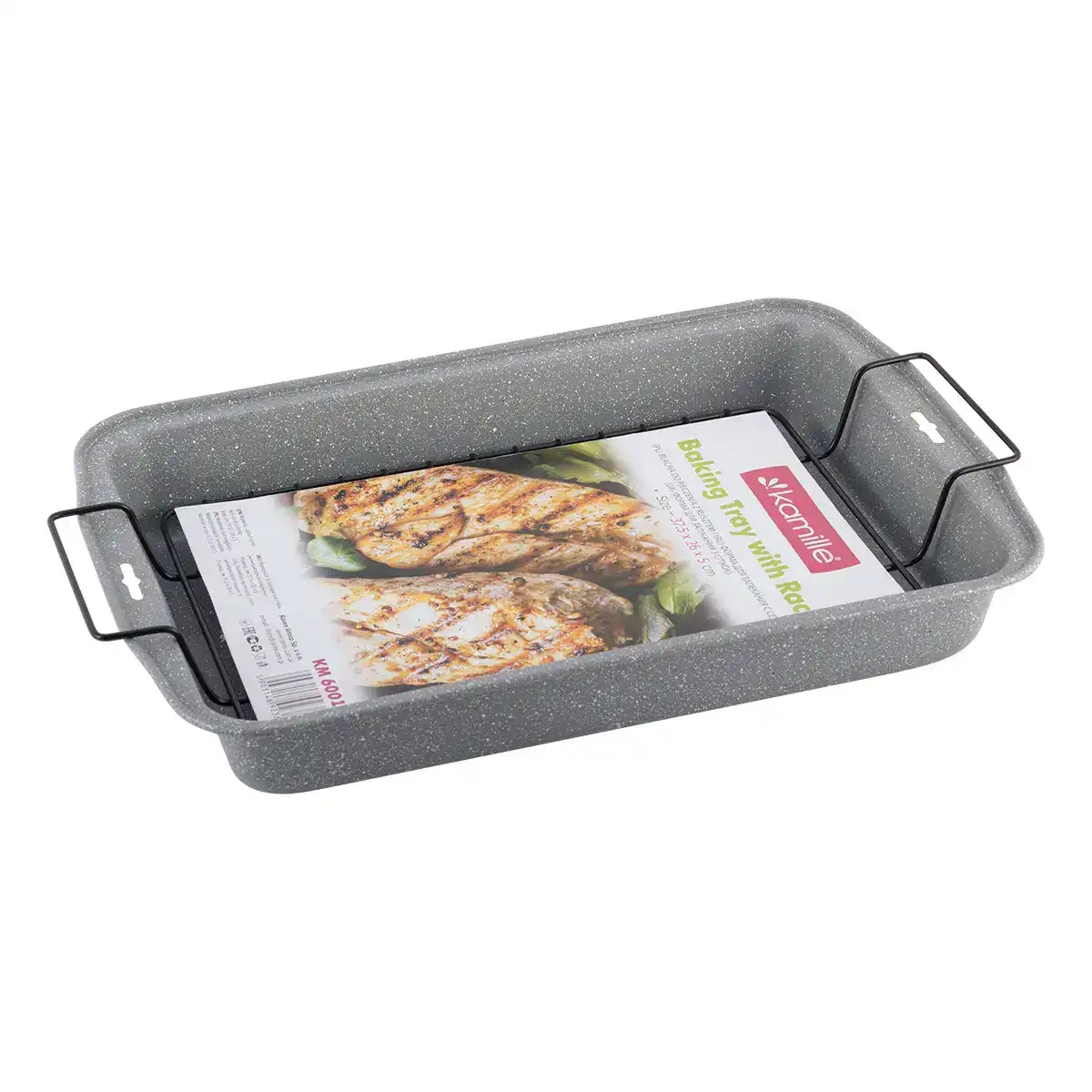 Tava de copt cu gratar 37.5x26 cm marmura - imagine 4