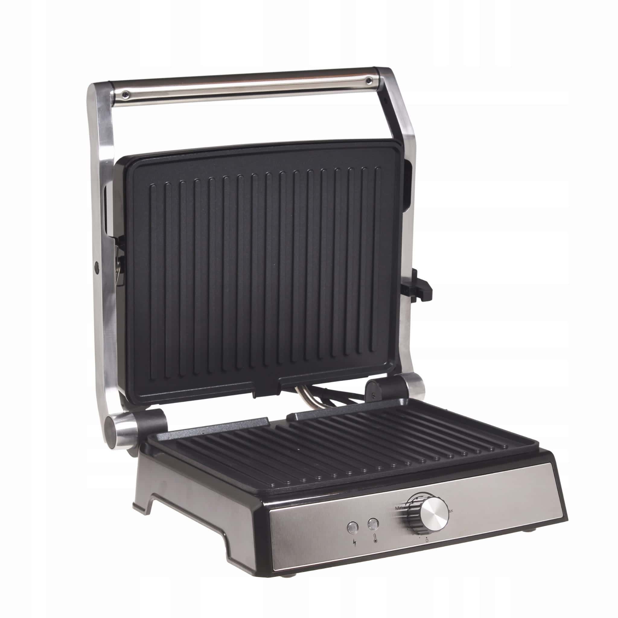 Gratar electric, placi antiaderente, 2000W, inox, deschidere 180?