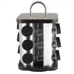 Set de 12 recipiente pentru condimente pe suport