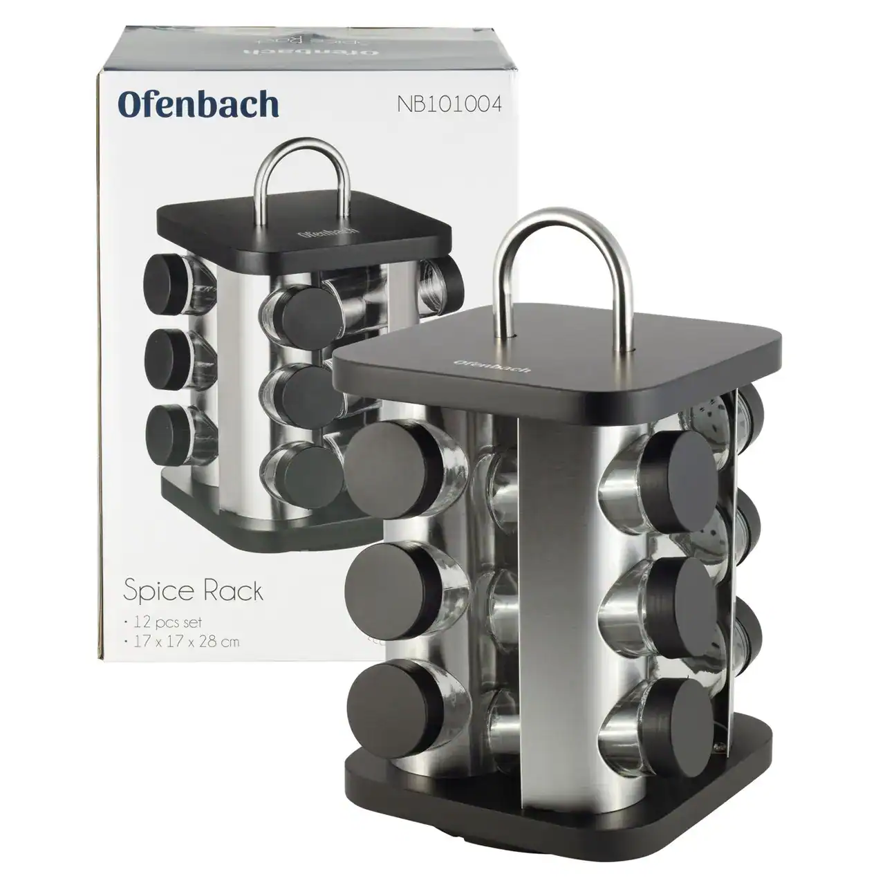 Set de 12 recipiente pentru condimente pe suport - imagine 5