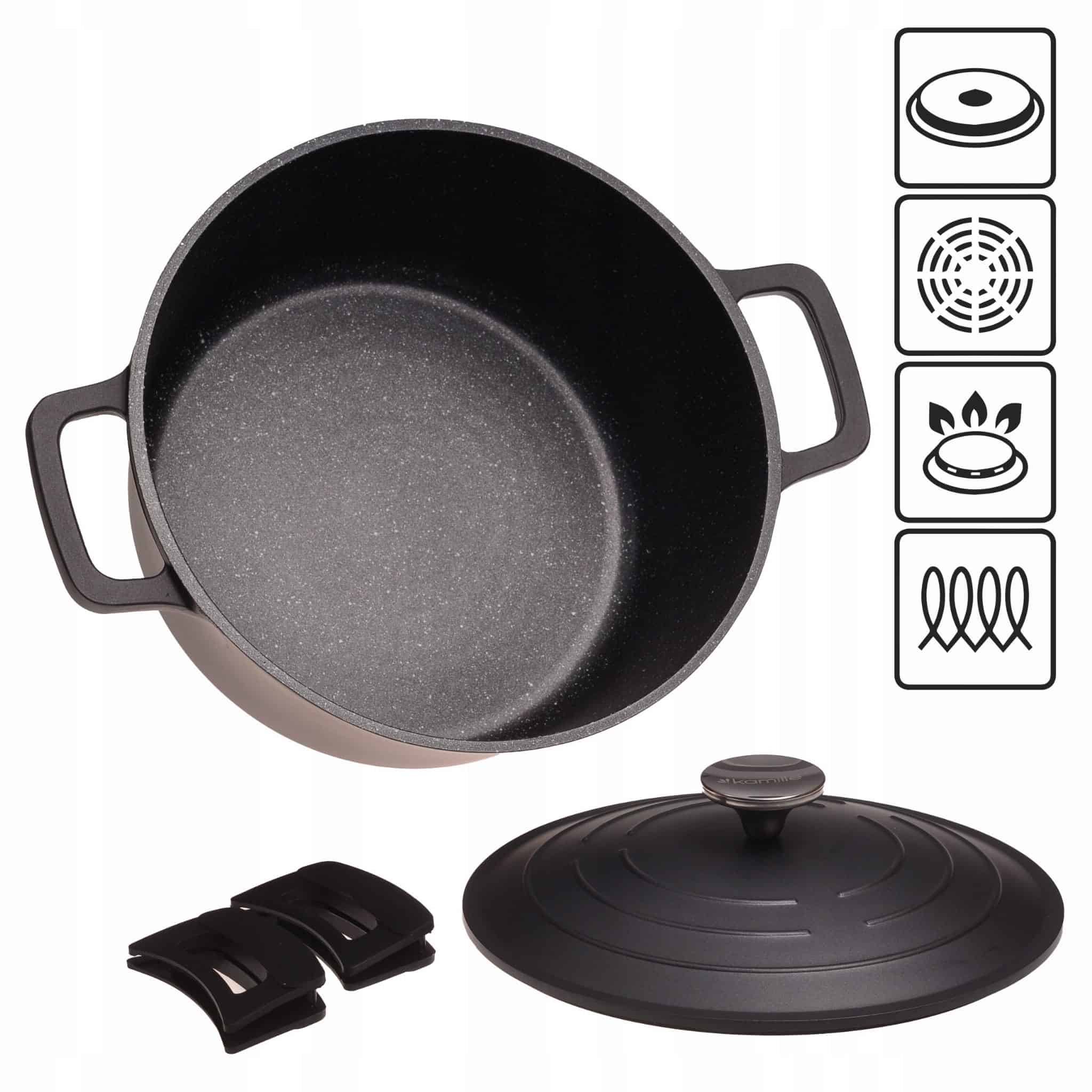 Oala cu capac, aluminiu, antiaderenta, 4.5 L, 24 x 11 cm - imagine 5