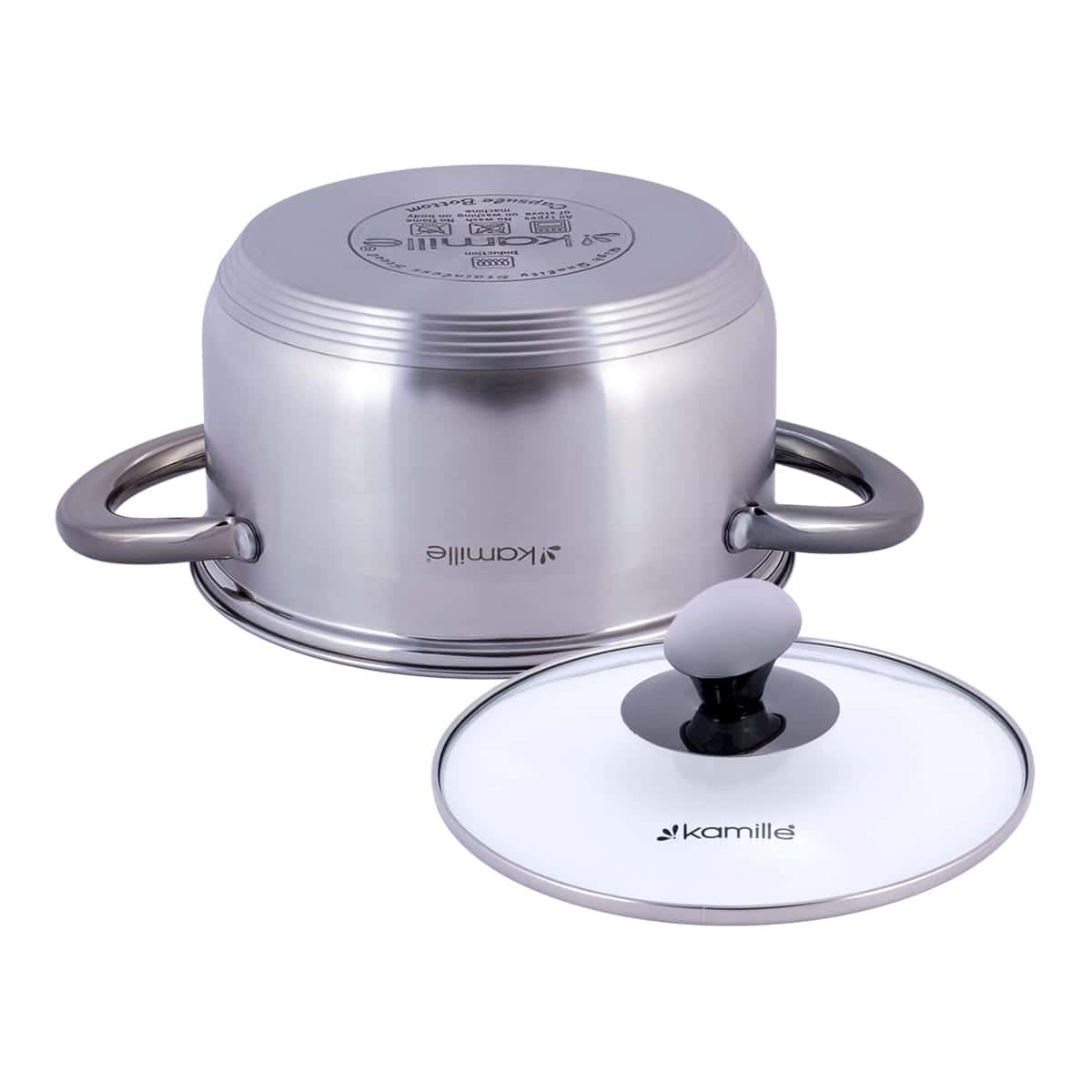 Oala otel inoxidabil 2.0 L, cu capac sticla, 18 cm, inductie - imagine 4