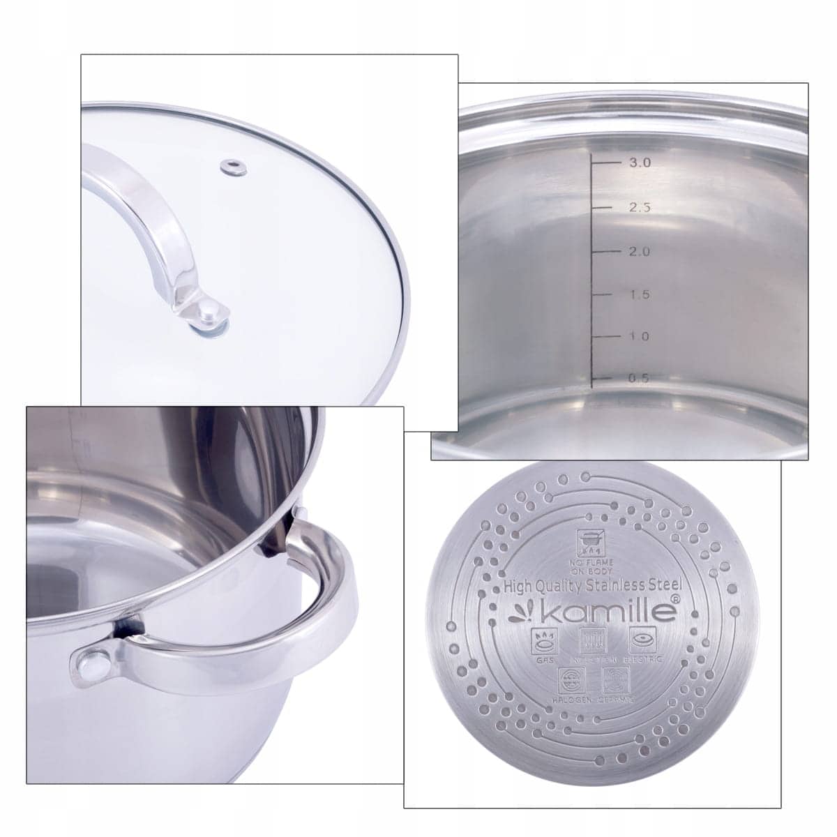 Set 12 elemente oale din inox, 1 L - 6.5 L, inductie - imagine 7