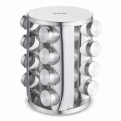 Set condimente cu suport rotativ, 16 recipiente, inox