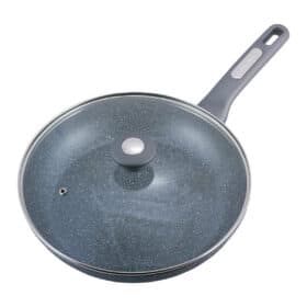 Tigaie de granit 28x5.5 cm cu capac de sticla