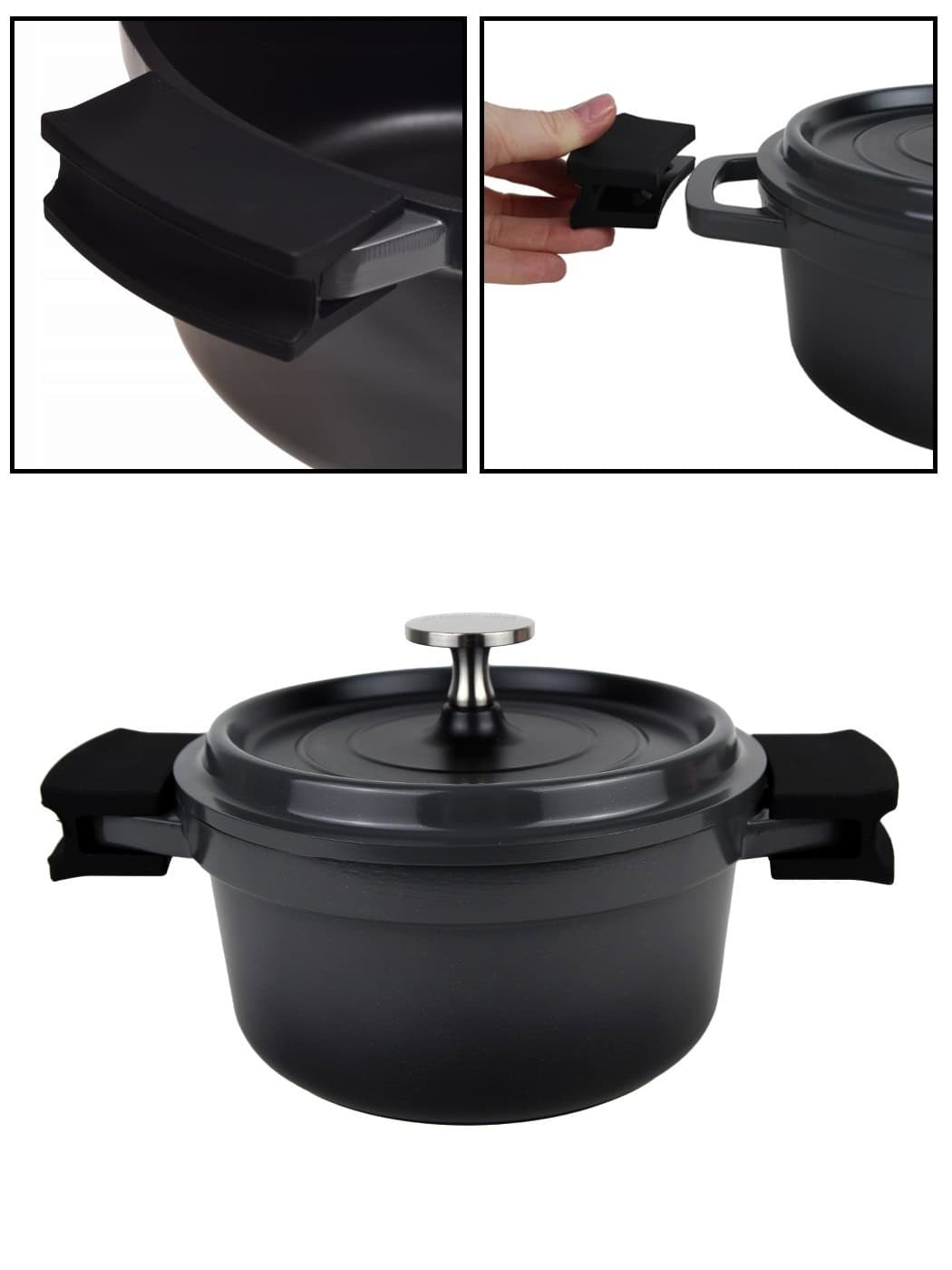 Cratita france 16x8 cm din aluminiu turnat cu capac - imagine 2