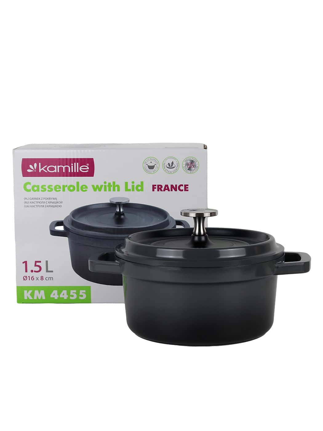 Cratita france 16x8 cm din aluminiu turnat cu capac