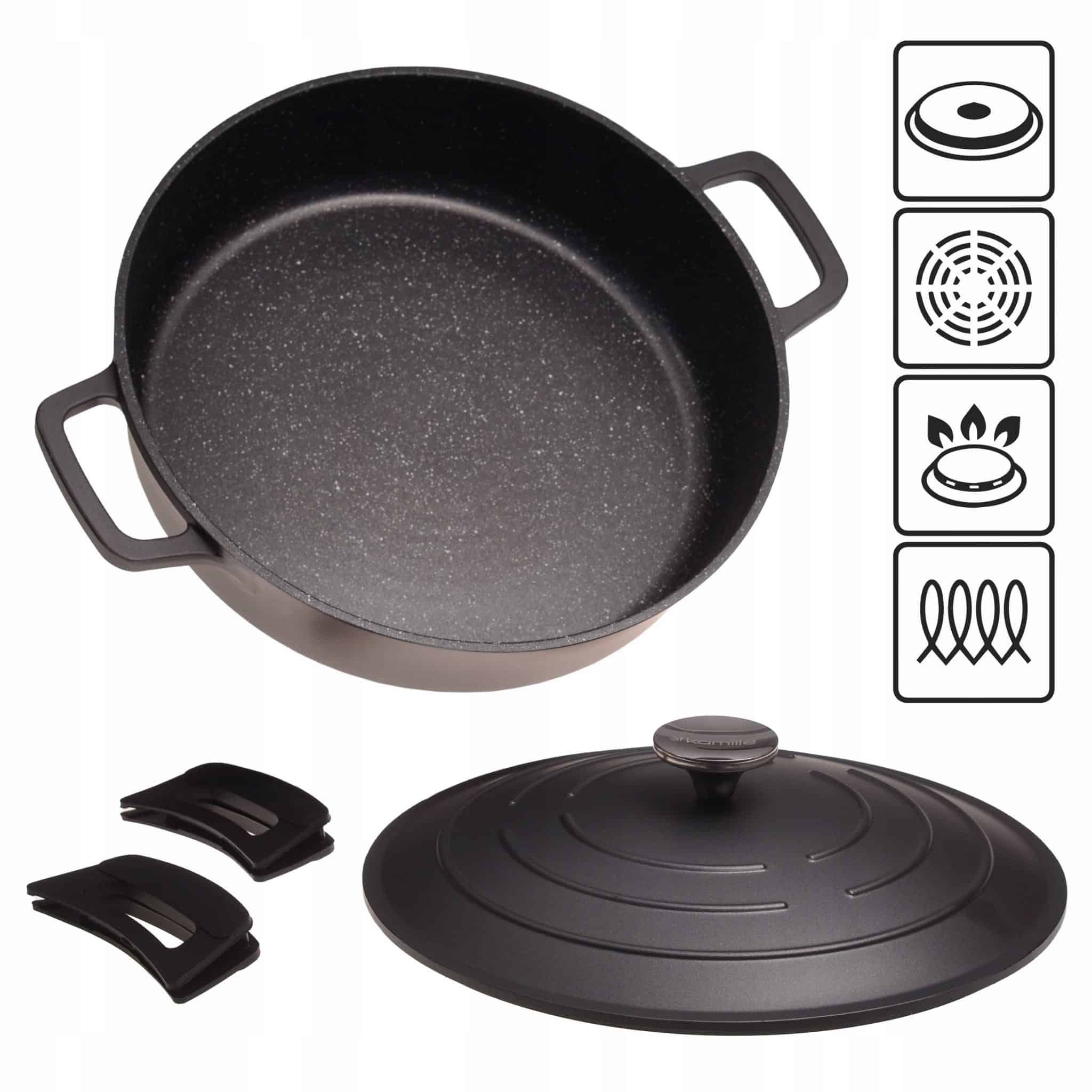 Oala marmurata, aluminiu, 4 L, 28 x 7.5 cm - imagine 3