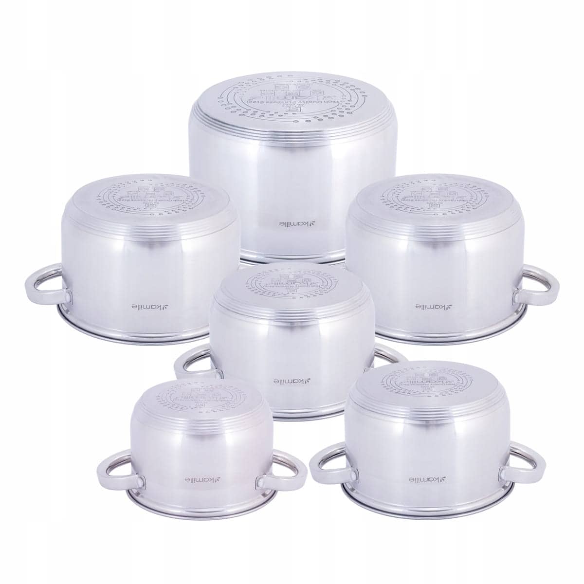 Set 12 elemente oale din inox, 1 L - 6.5 L, inductie - imagine 3